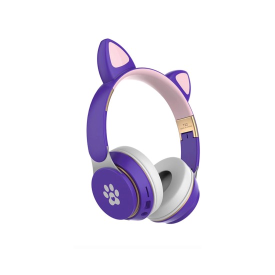 CAT EAR BLUETOOTH HEADPHONE WIRELESS T22 PURPLE CAT EAR BLUETOOTH HEADPHONE WIRELESS T22 PURPLE